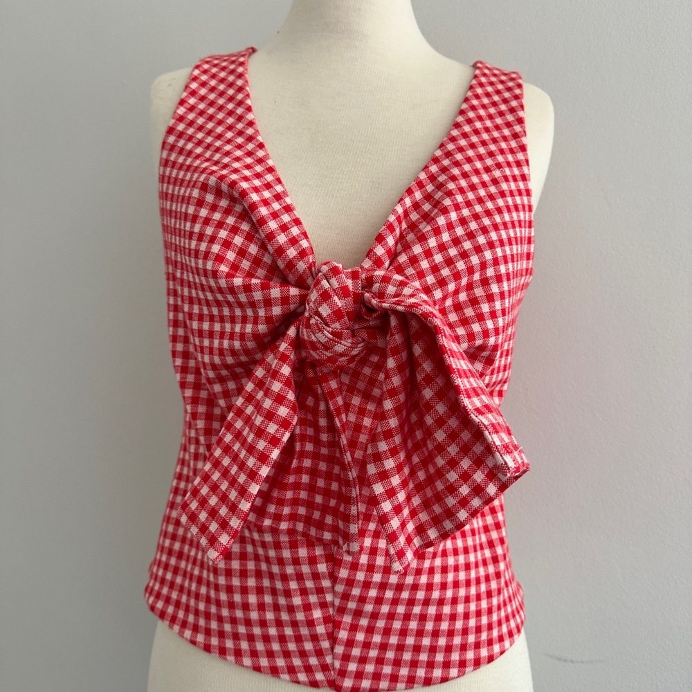 Anthropologie Red and White Gingham Tank Top